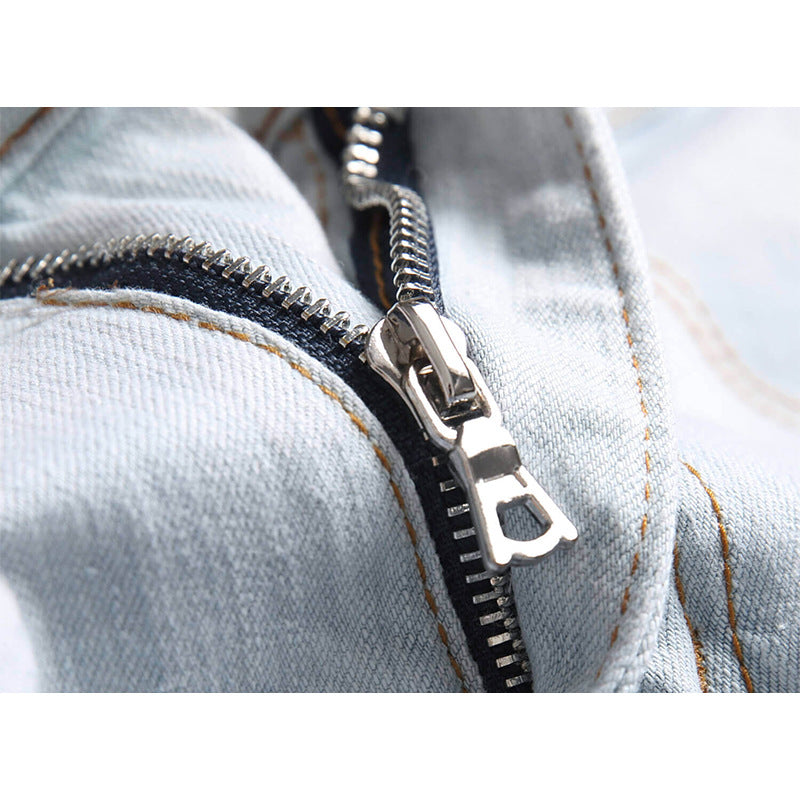 Embroidered Skinny Ripped Jeans