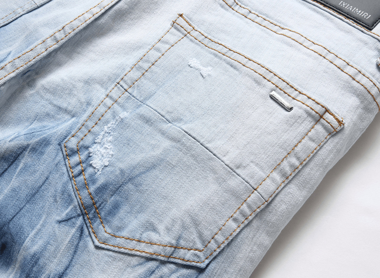 Embroidered Skinny Ripped Jeans