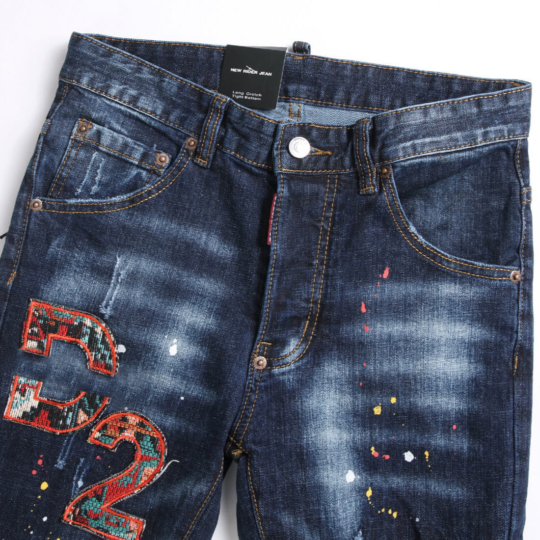 Men's Embroidered Distressed Stretch Skinny Jeans