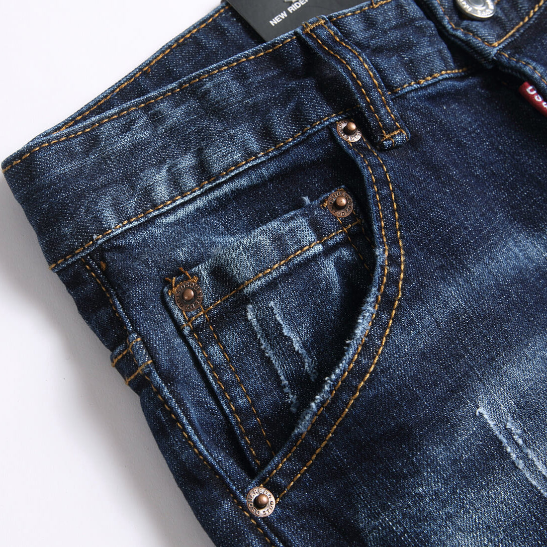 Men's Embroidered Distressed Stretch Skinny Jeans