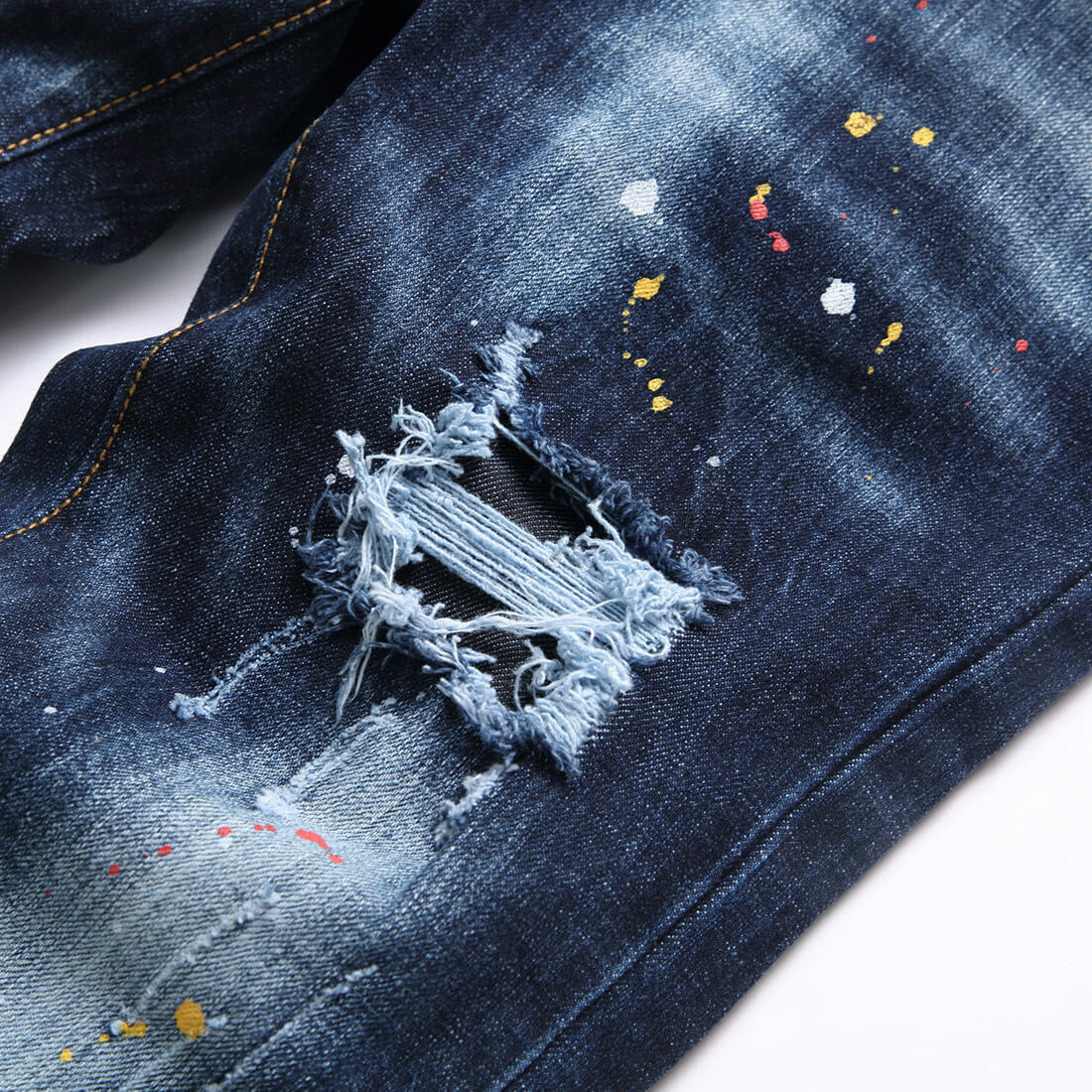 Men's Embroidered Distressed Stretch Skinny Jeans