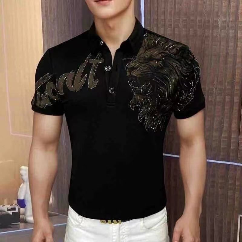 Men's Rhinestone Short Sleeve Shirt