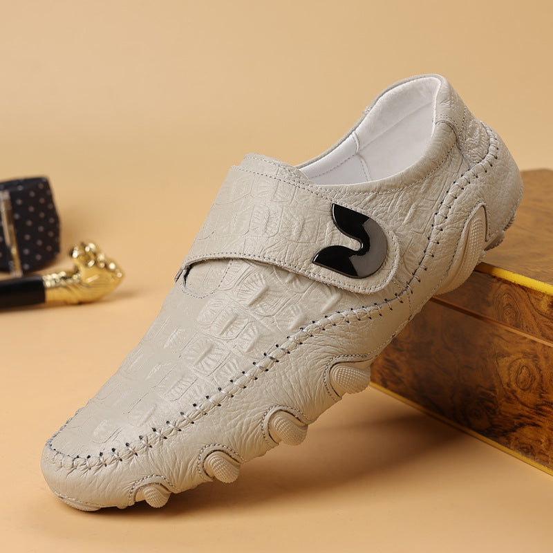 Men's Crocodile Leather Soft Sole Slip On Shoes
