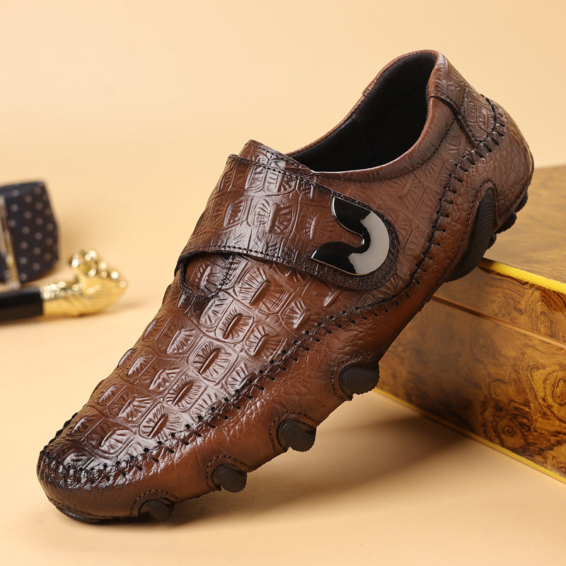 Men's Crocodile Leather Soft Sole Slip On Shoes