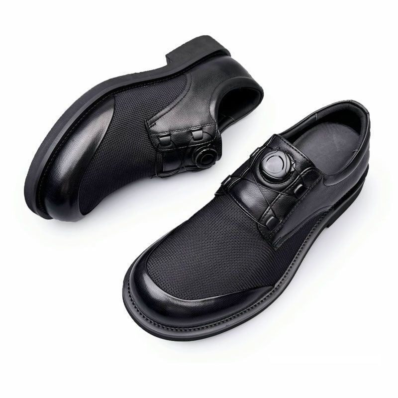 Swivel Buckle Mesh Comfortable Breathable Men's Leather Shoes
