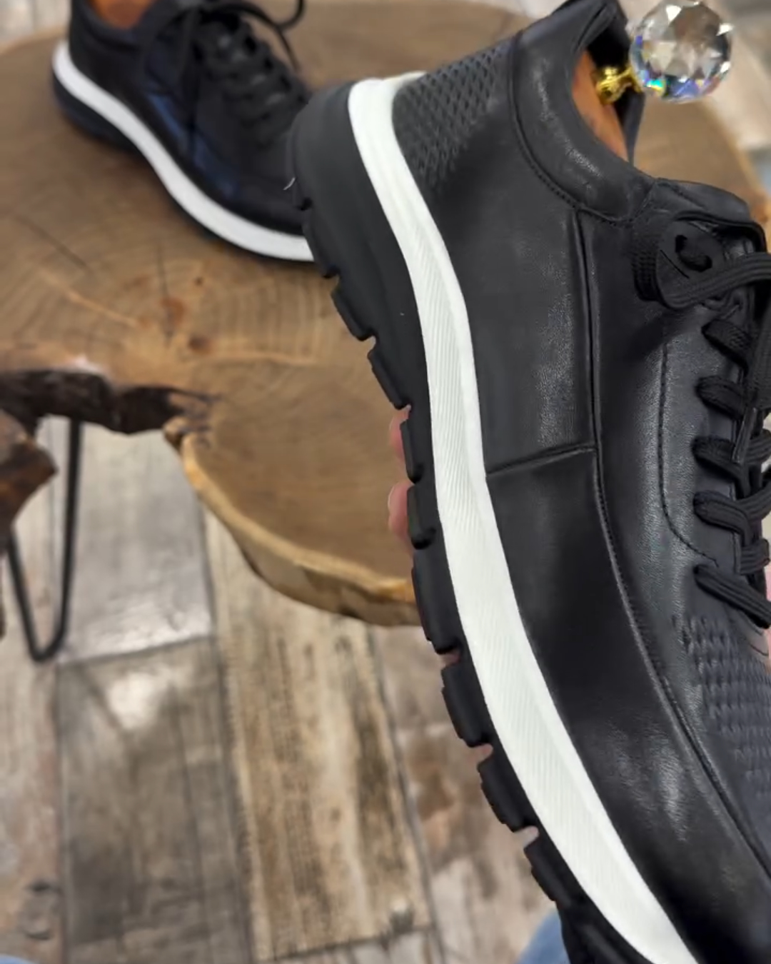 Black Leather Men’s Sneakers