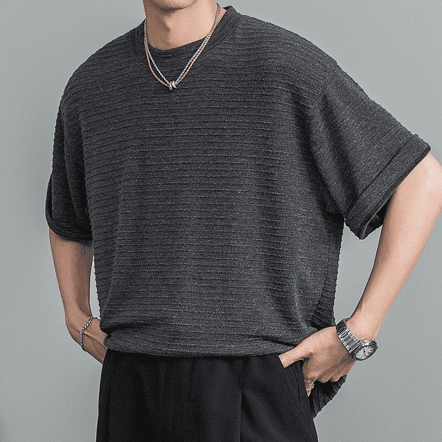 Men's Textured Vintage Loose T-Shirt