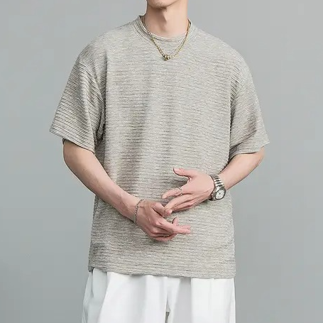 Men's Textured Vintage Loose T-Shirt