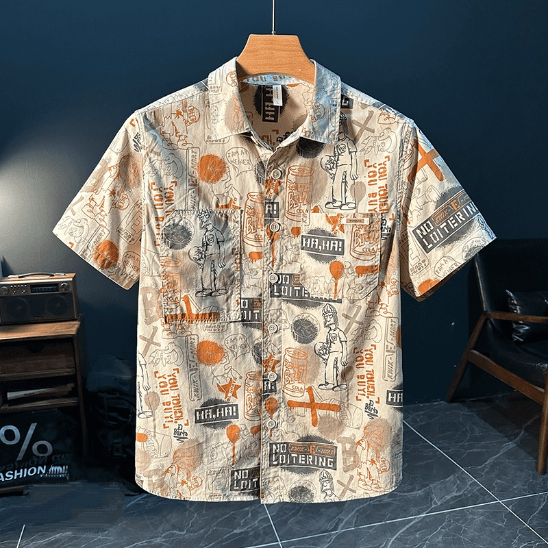 Men's Summer Loose Printed Short Sleeve Shirt