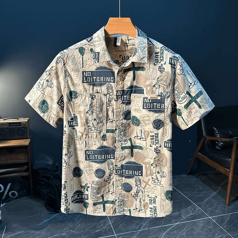 Men's Summer Loose Printed Short Sleeve Shirt