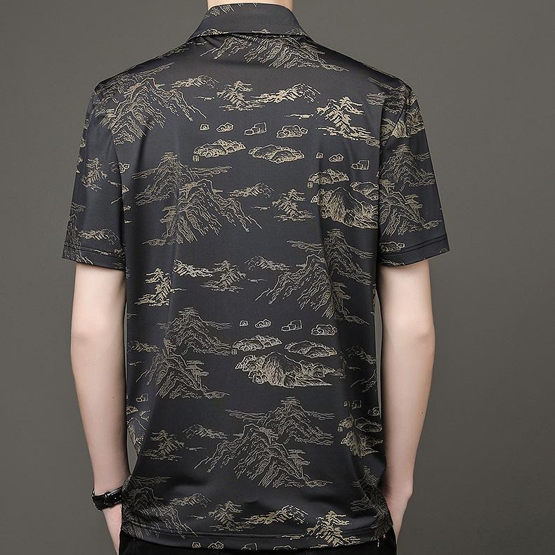 Men's Zippered Ice Silk Polo Shirt