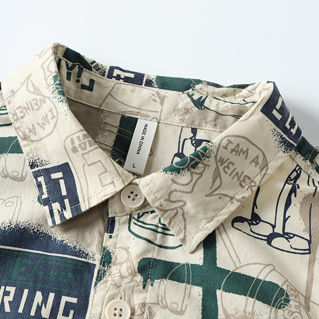 Men's Summer Loose Printed Short Sleeve Shirt