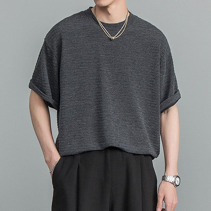 Men's Textured Vintage Loose T-Shirt
