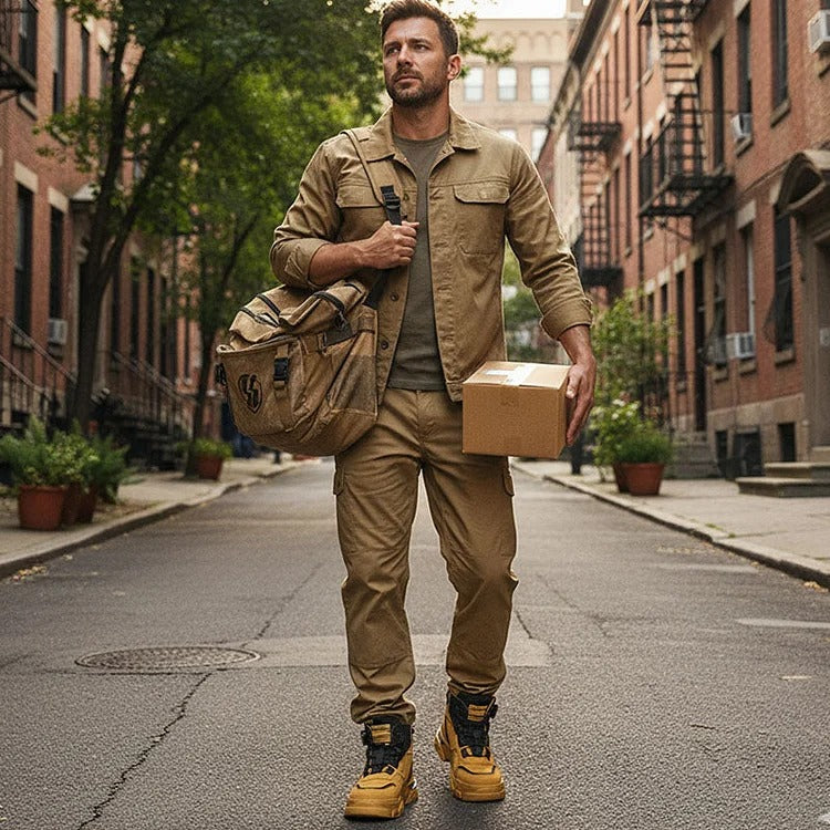 ⏰Men's outdoor swivel buckle work shoes(Waterproof, Anti-slip,Comfortable and Breathable)