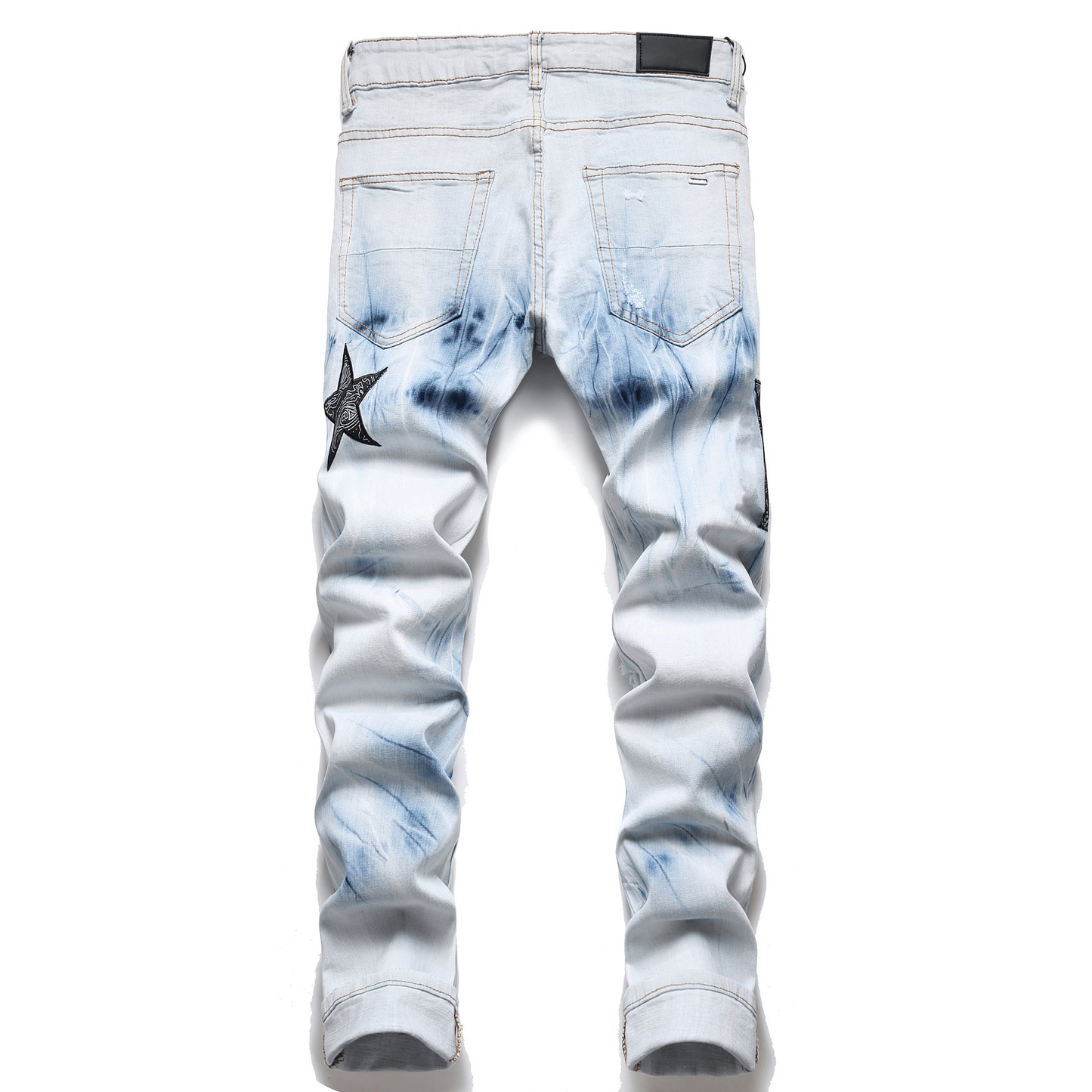 Embroidered Skinny Ripped Jeans