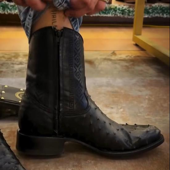 Vintage Grained Leather Boots
