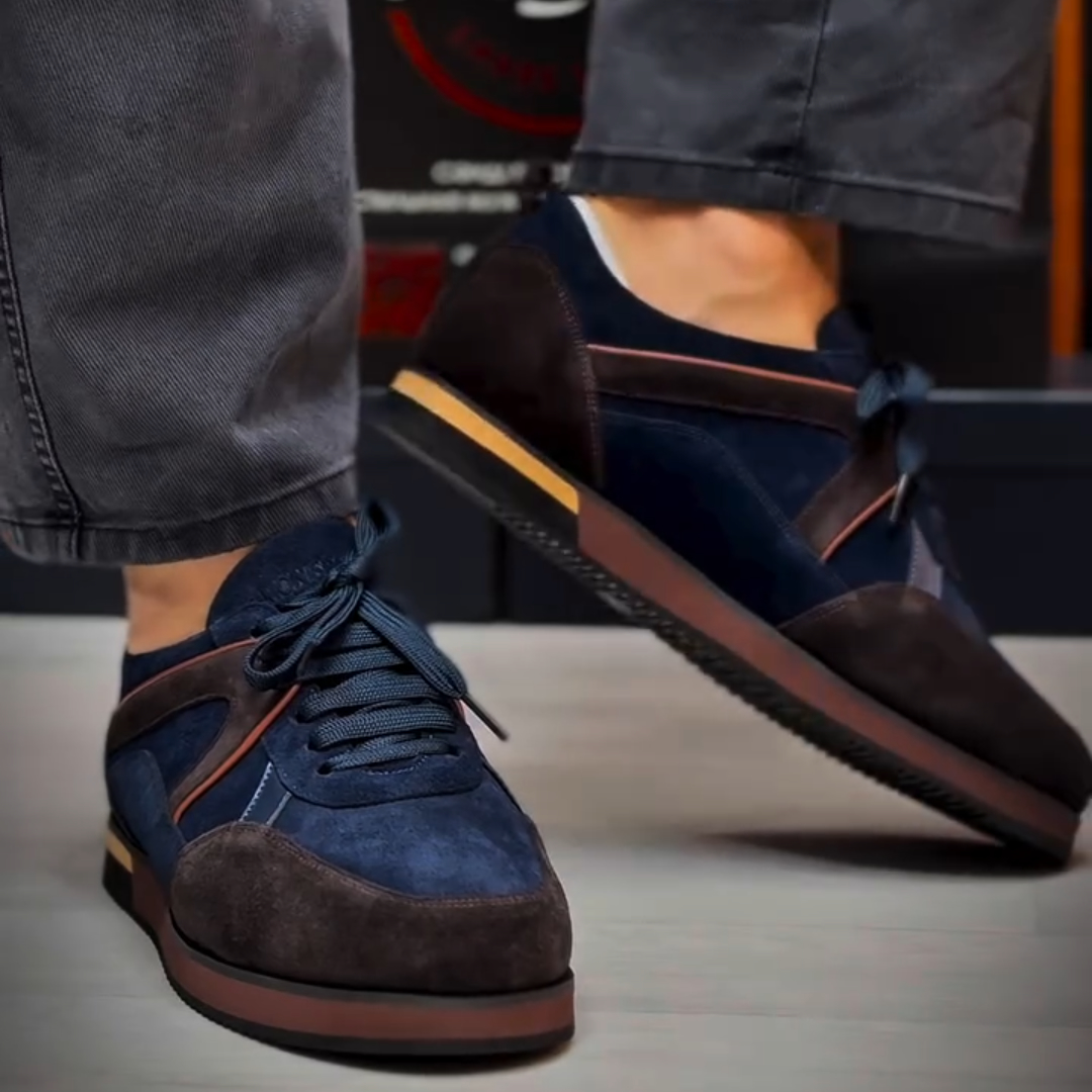 Calf Suede and Leather Sneakers