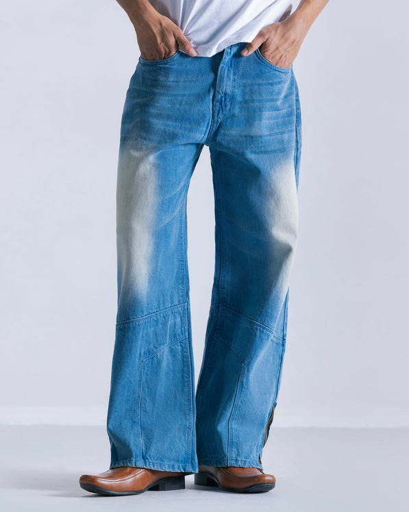 Baggy Fit Jeans with Ankle Zipper Detail