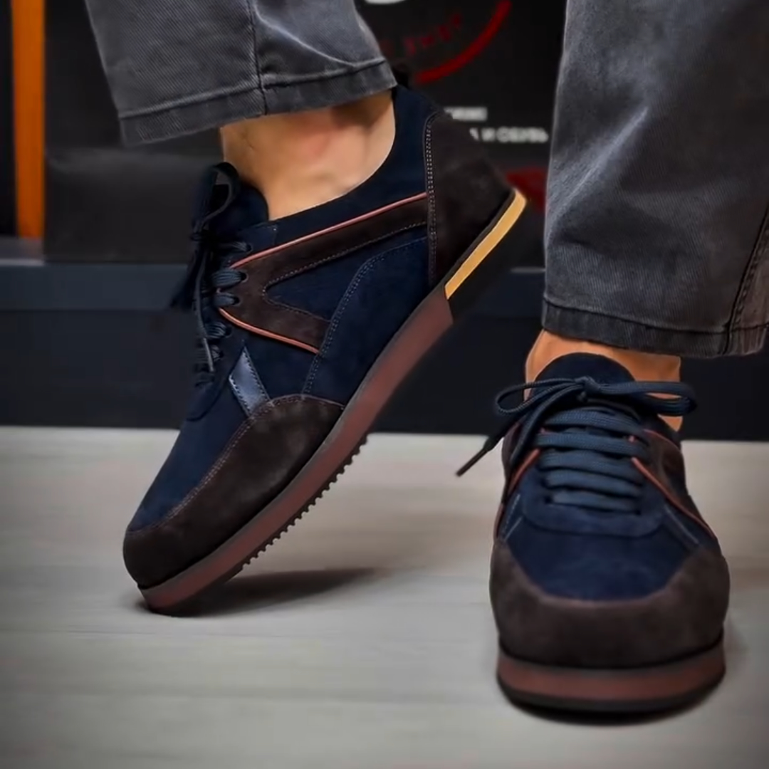 Calf Suede and Leather Sneakers
