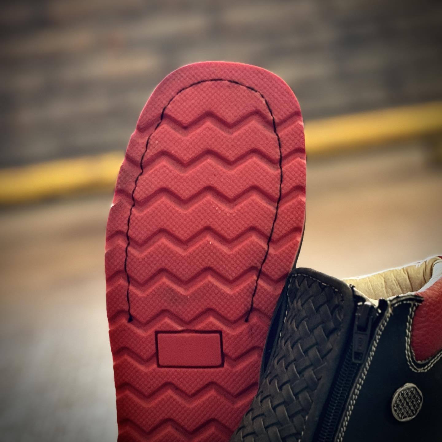 Red Sole Double Zipper Square Toe Boots