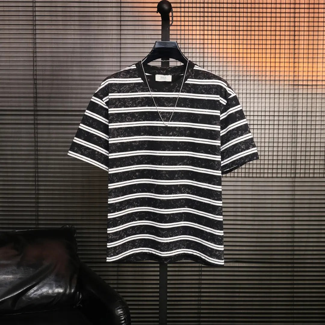 Men's Vintage Striped Tie-Dye T-Shirt