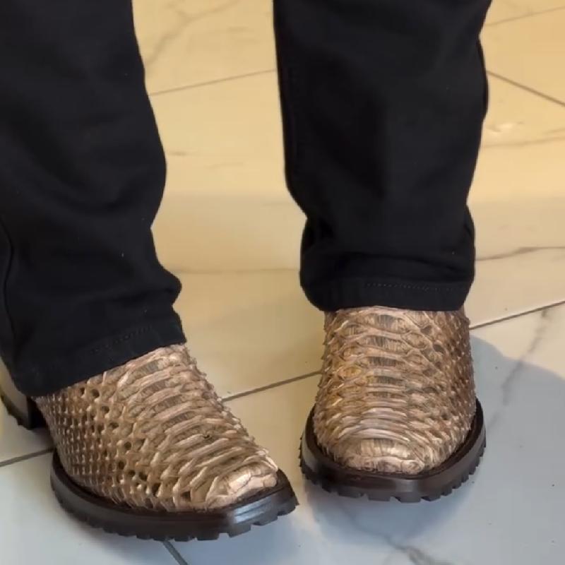 Python Leather Brown Men's Boots