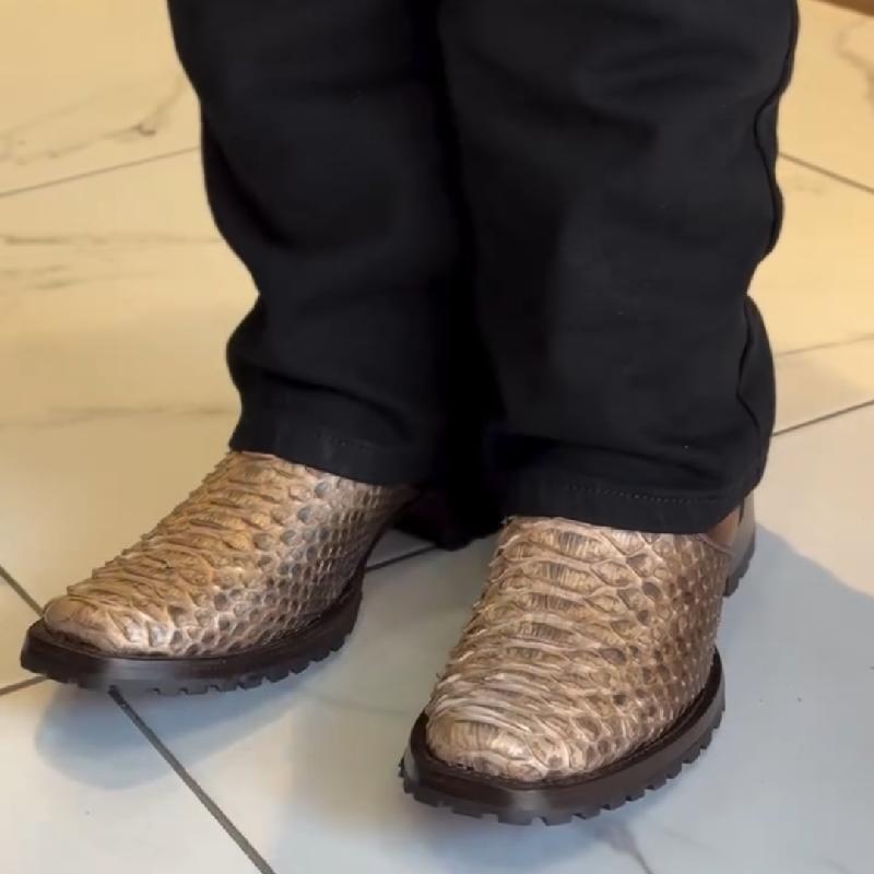 Python Leather Brown Men's Boots