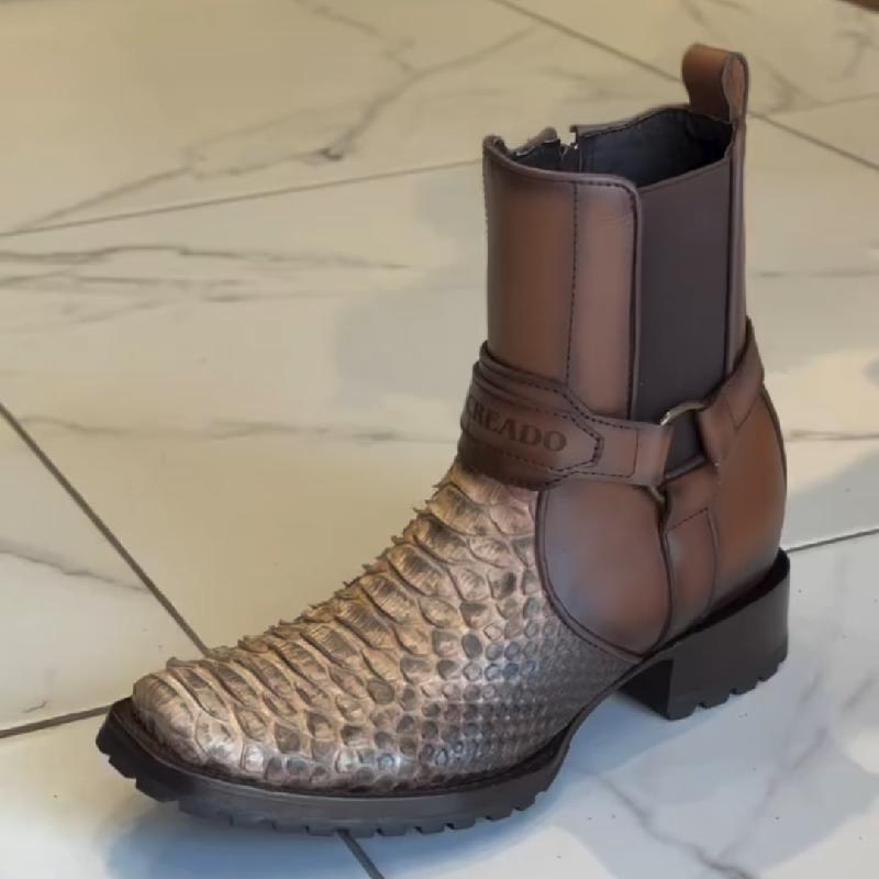Python Leather Brown Men's Boots
