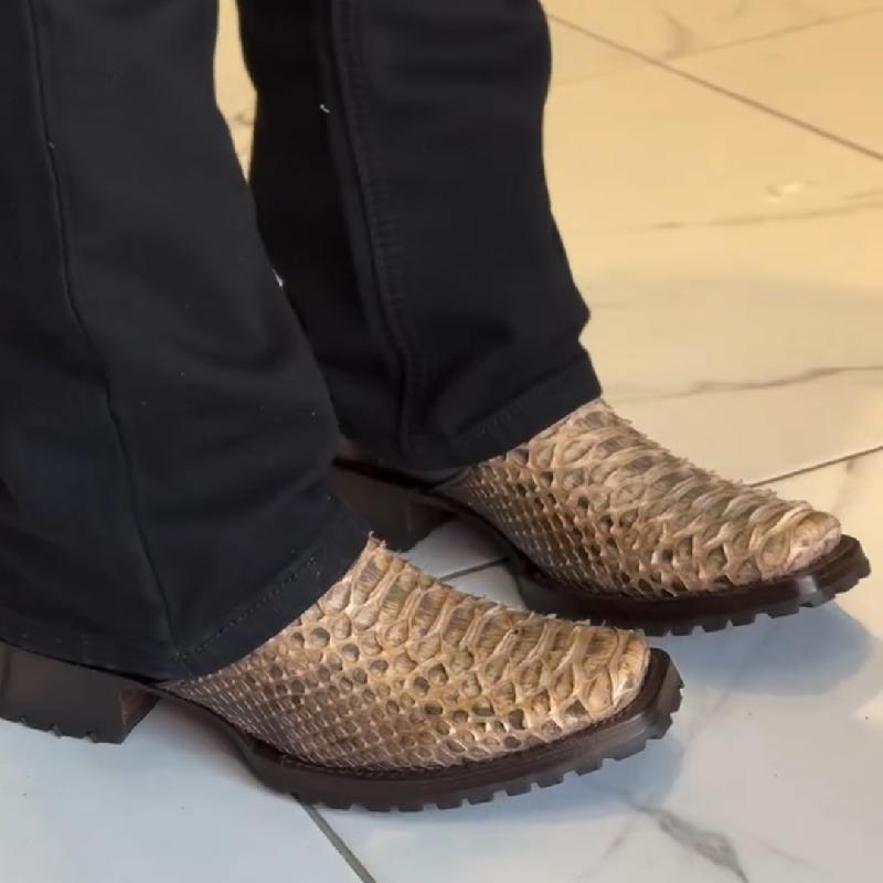 Python Leather Brown Men's Boots