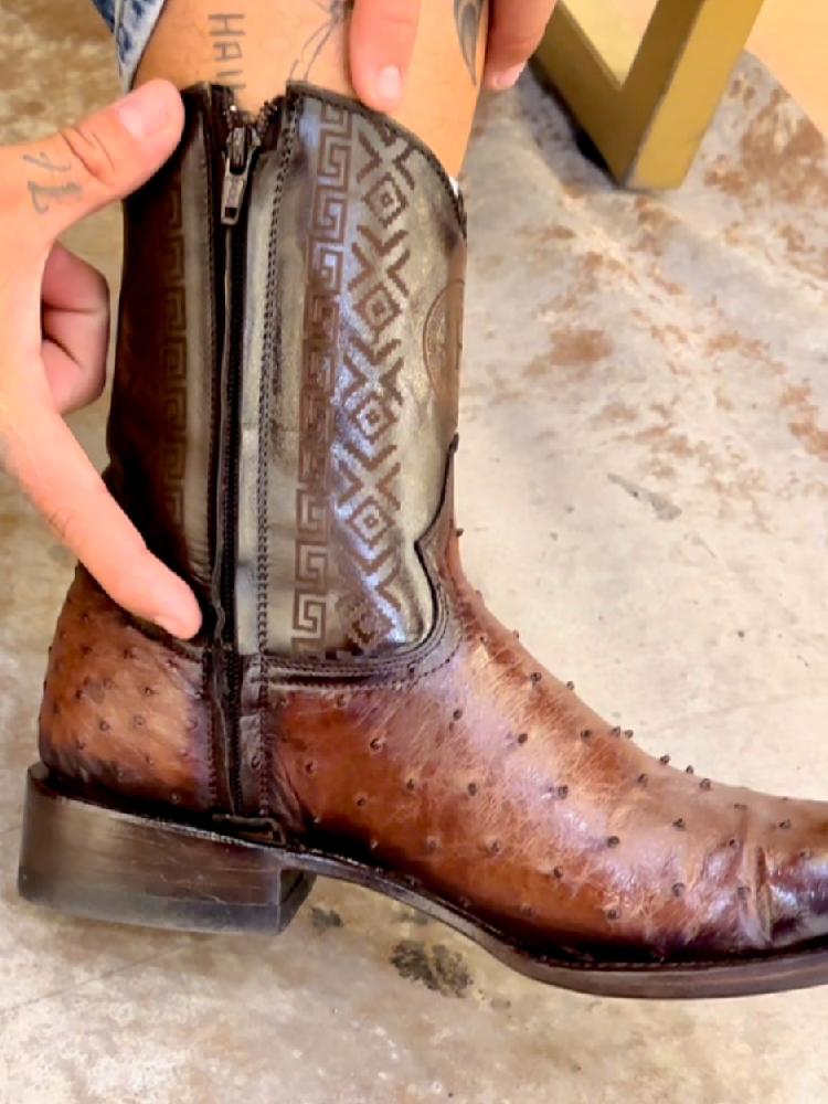 Vintage Grained Leather Boots