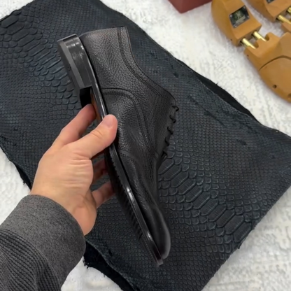 Black Men's Genuine Leather Oxford Dress Shoes