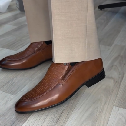 Brown Croc Genuine Leather Loafers