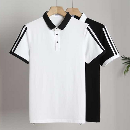 Men's Contrast Color Stitching Breathable Slim Fit POLO Shirt