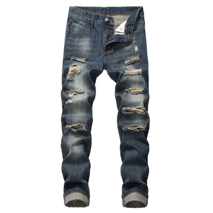 Straight Fit Ripped Wash Jeans