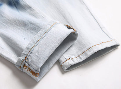Embroidered Skinny Ripped Jeans