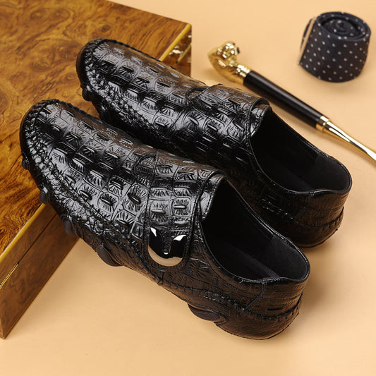 Men's Crocodile Leather Soft Sole Slip On Shoes