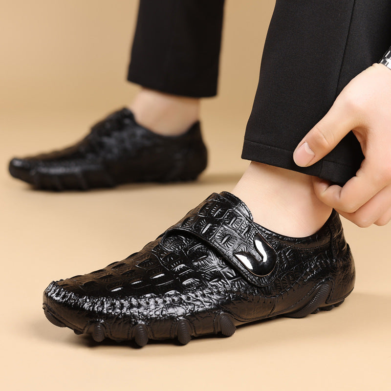 Men's Crocodile Leather Soft Sole Slip On Shoes