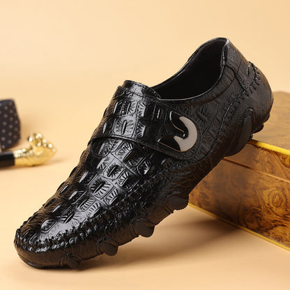 Men's Crocodile Leather Soft Sole Slip On Shoes