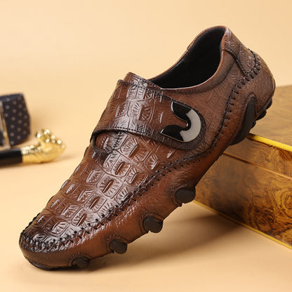 Men's Crocodile Leather Soft Sole Slip On Shoes