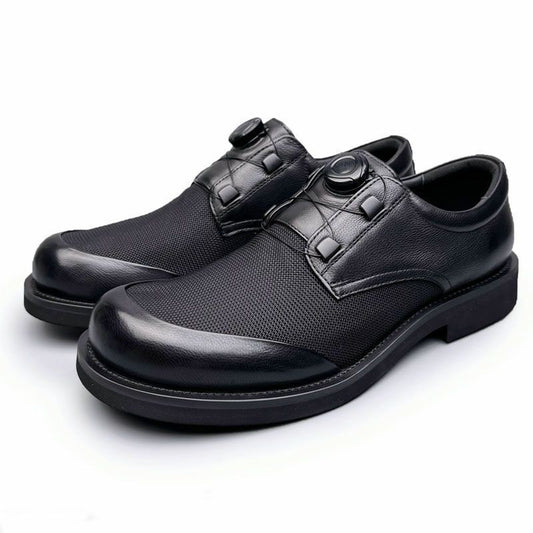 Swivel Buckle Mesh Comfortable Breathable Men's Leather Shoes