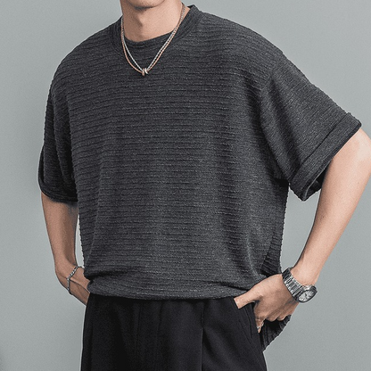 Men's Textured Vintage Loose T-Shirt