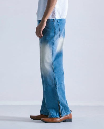 Baggy Fit Jeans with Ankle Zipper Detail