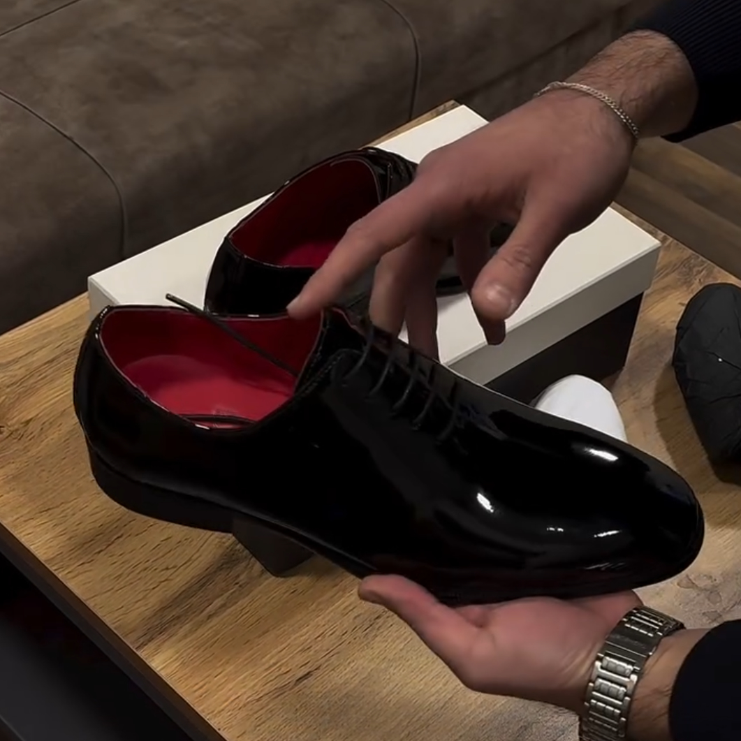 Men's Black Patent Leather Oxfords