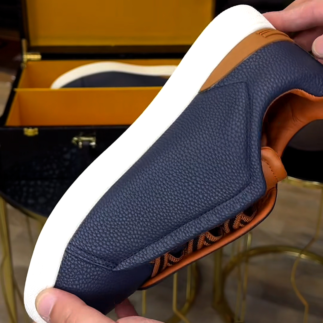 Men's Genuine Leather Triple Stitch Sneakers