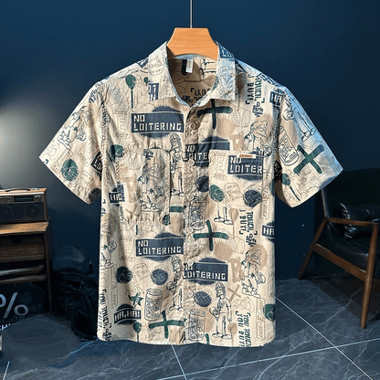 Men's Summer Loose Printed Short Sleeve Shirt