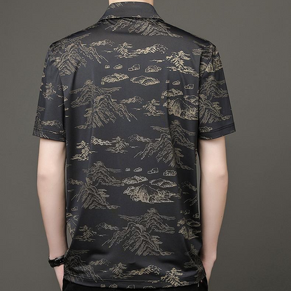 Men's Zippered Ice Silk Polo Shirt