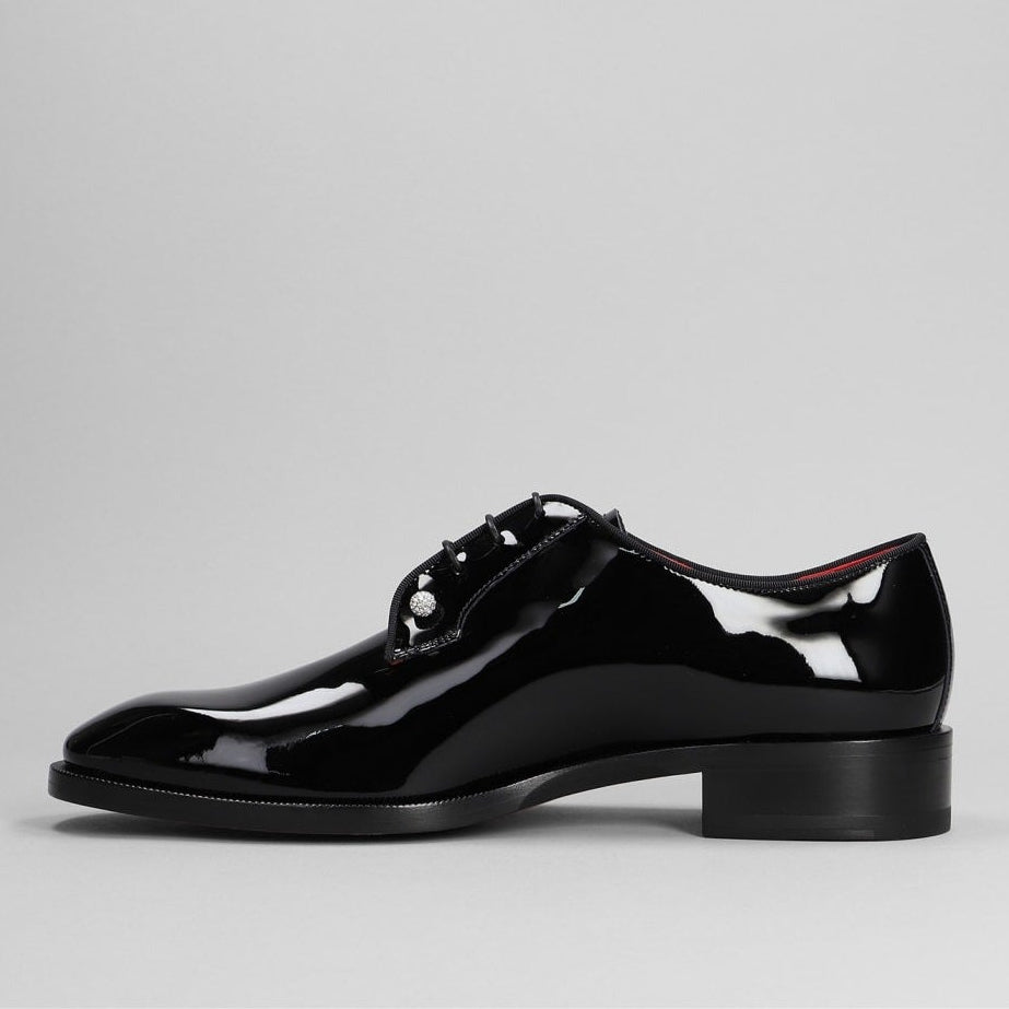 Handmade Mens Black Wholecut Patent-Leather Oxford Shoes