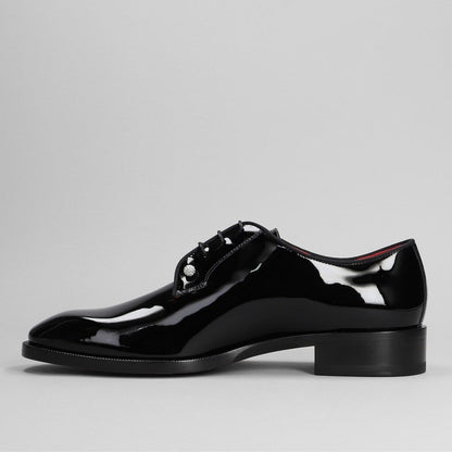 Handmade Mens Black Wholecut Patent-Leather Oxford Shoes
