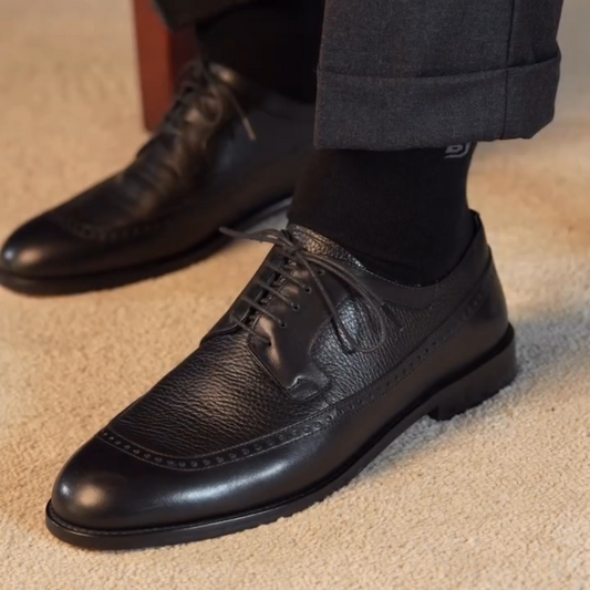 Black Leather Men's Derby Shoes