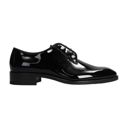 Handmade Mens Black Wholecut Patent-Leather Oxford Shoes